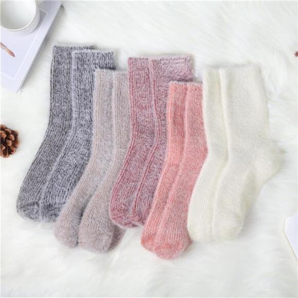 New 5 Pairs Fuzzy Soft Cozy Comfortable Socks for Women, Casual Sleep Comfy Sock - Picture 4 of 6